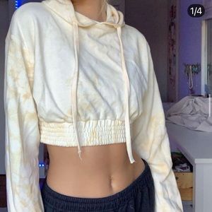 Adika Yellow tie dye crop hoodie